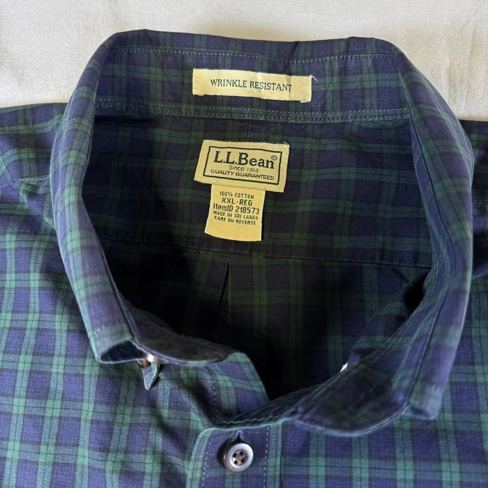 L.L .Bean Kennebunk Sport Shirt Black Watch Tartan Plaid Men's Size XXL  218573